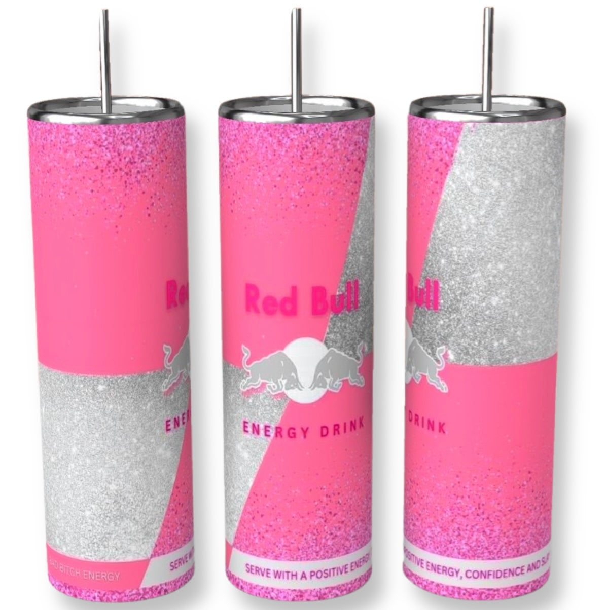 Pink Glittery Red Bull Inspired 20 oz Tumbler