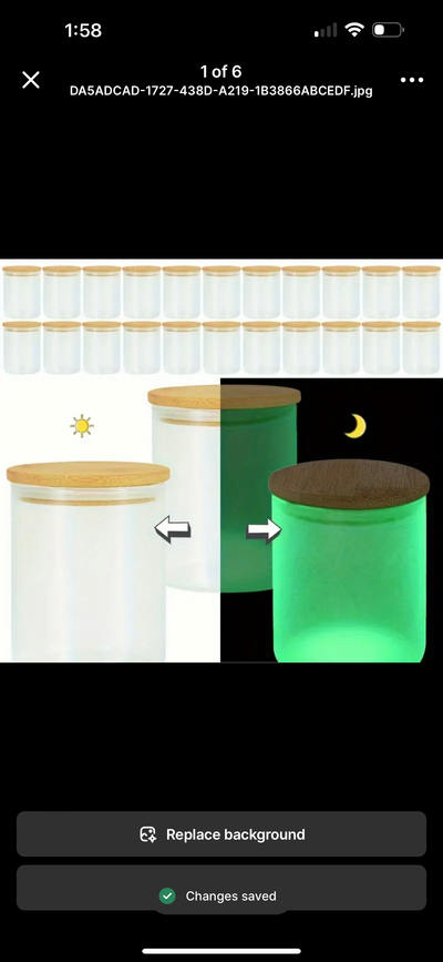 10 oz Frosted Glow in the Dark Sublimation jar w/ bamboo lid