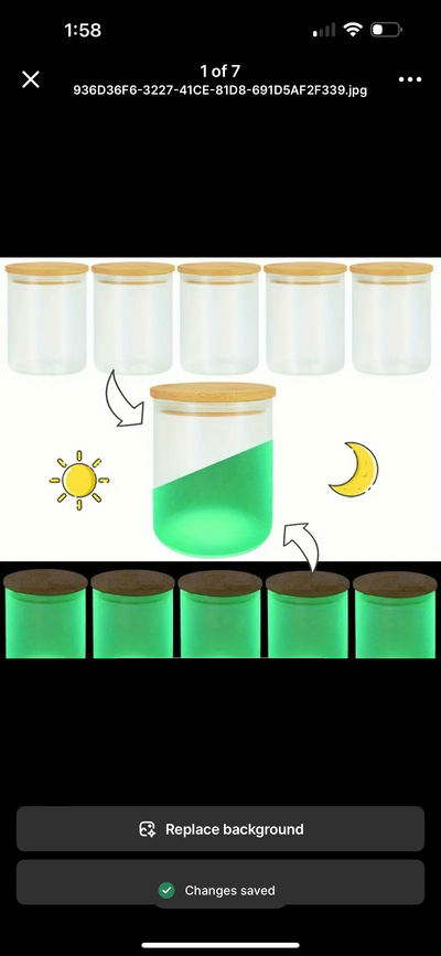 10 oz Frosted Glow in the Dark Sublimation jar w/ bamboo lid