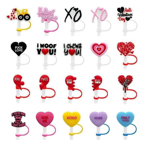 Valentines straw toppers