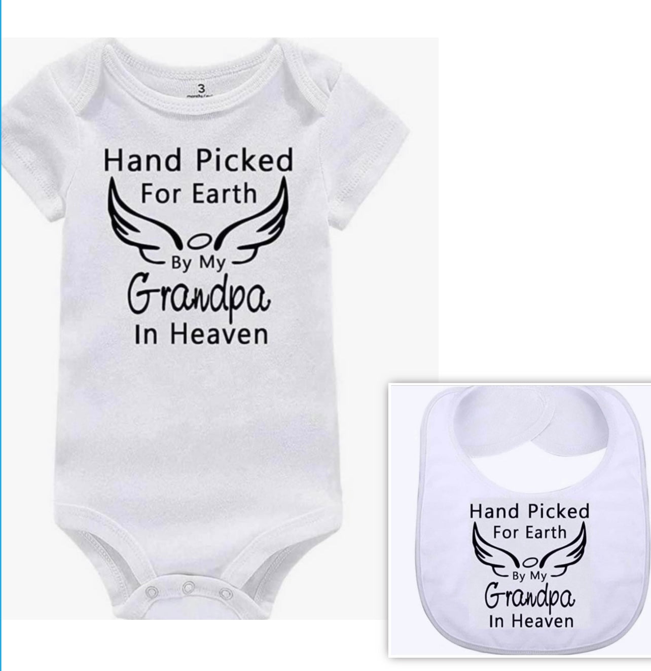 Handpicked for earth onesie and bib combo