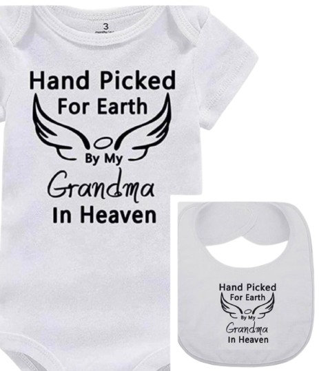 Handpicked for earth onesie and bib combo