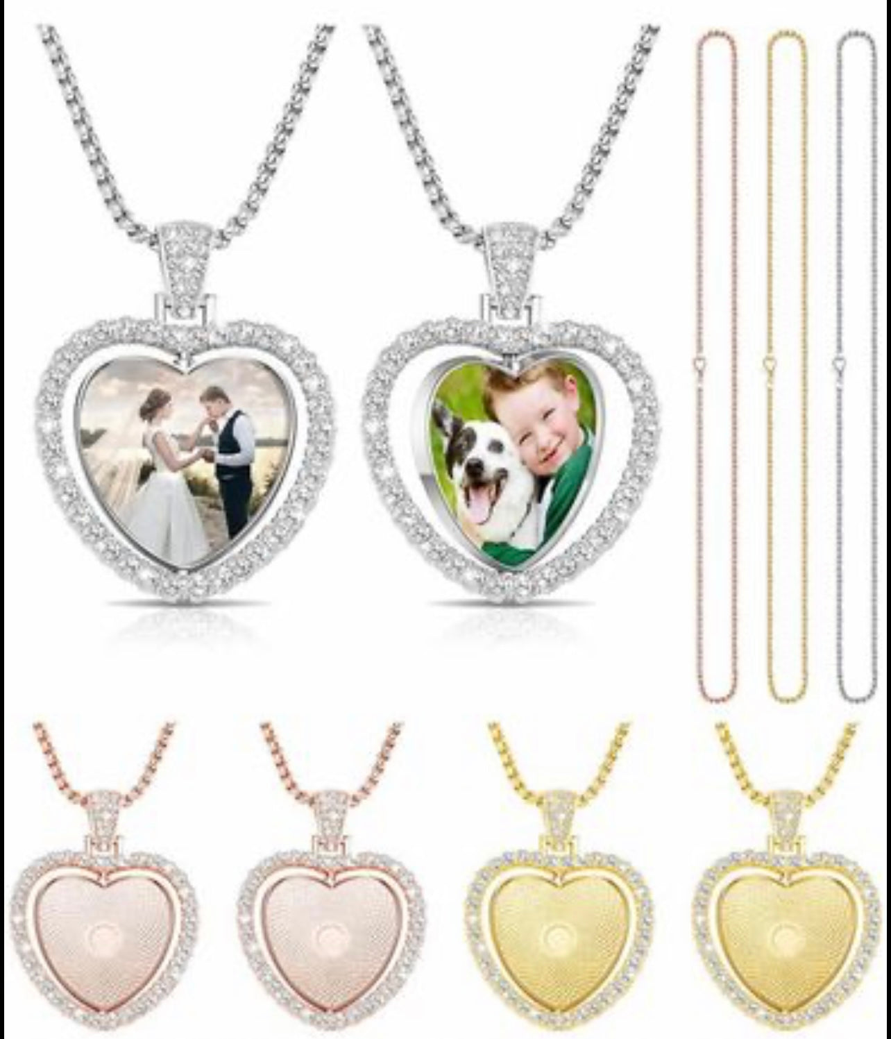 Heart Shaped Double sided / rotatable photo charm